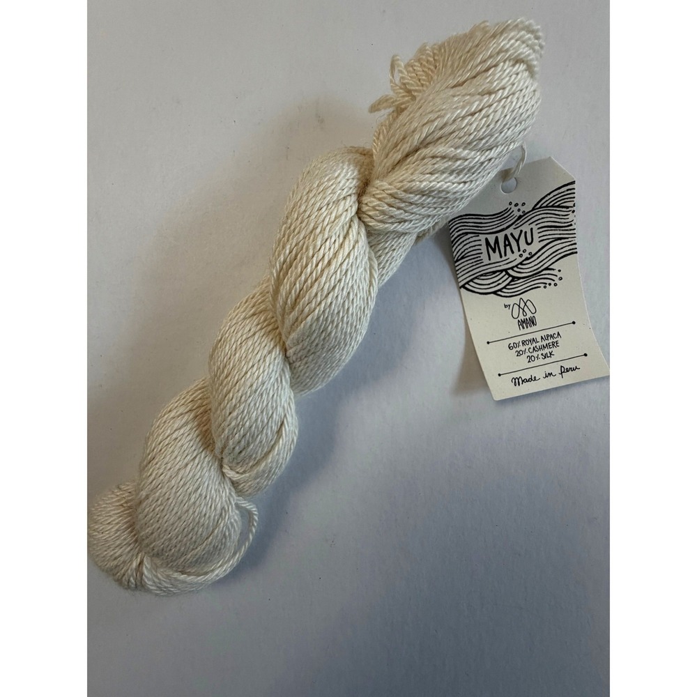 Amano Mayu Alpaca Cashmere Silk Yarn Cream 50g 109yd Luxury Yarn